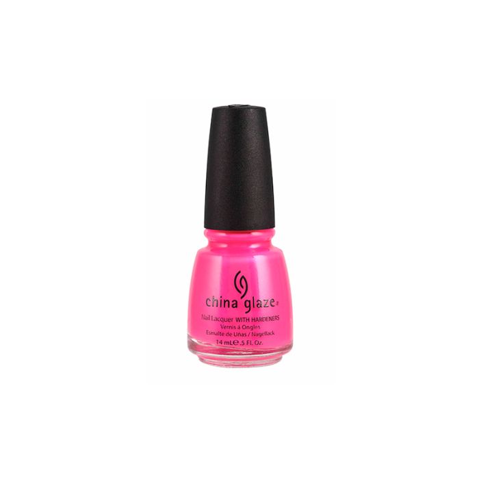 Front view of a nail color isolated in white background from China Glaze Nail Lacquer with Pink Voltage variant
