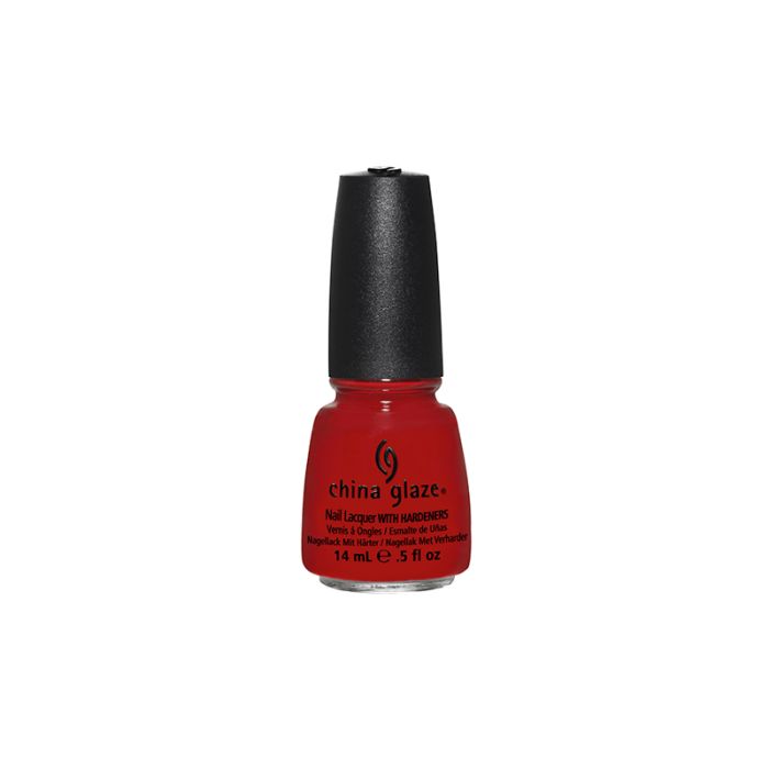 Deep red bottle of nail polish from China Glaze wtih High Roller and 0.5-ounce variant and size