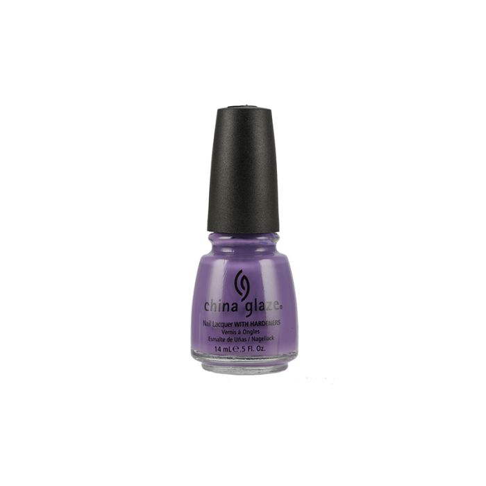 Purple 14ml bottle of nail polish from China Glaze in Spontaneous C color variant with detailed  text 