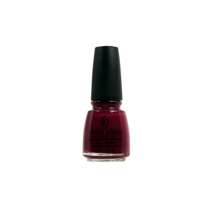 Magenta nail lacquer bottle with detailed text from China Glaze with Seduce Me color variant
