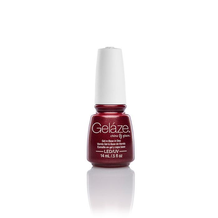 Gelaze nail color base coat bottle of China Glaze - Gelaze in a Long Kiss variant in a clear setting