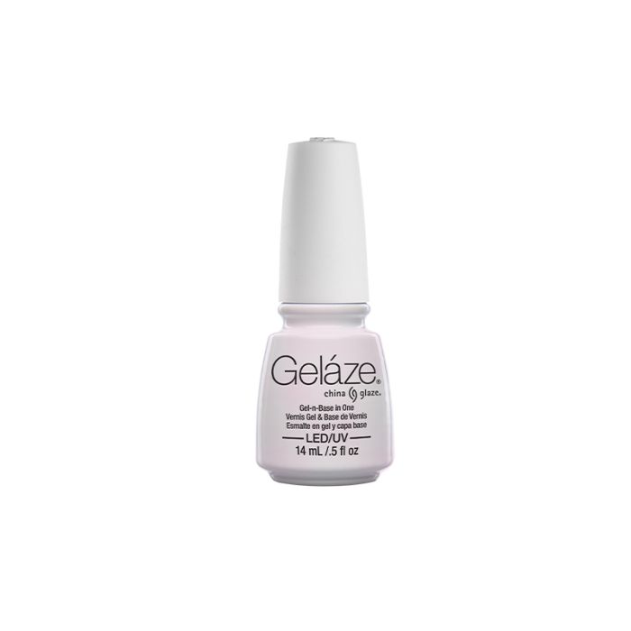 Frontage of  a White color bottle of a gel nail color from China Glaze -  Gelaze in 0.5-ounce Snow Way! variant
