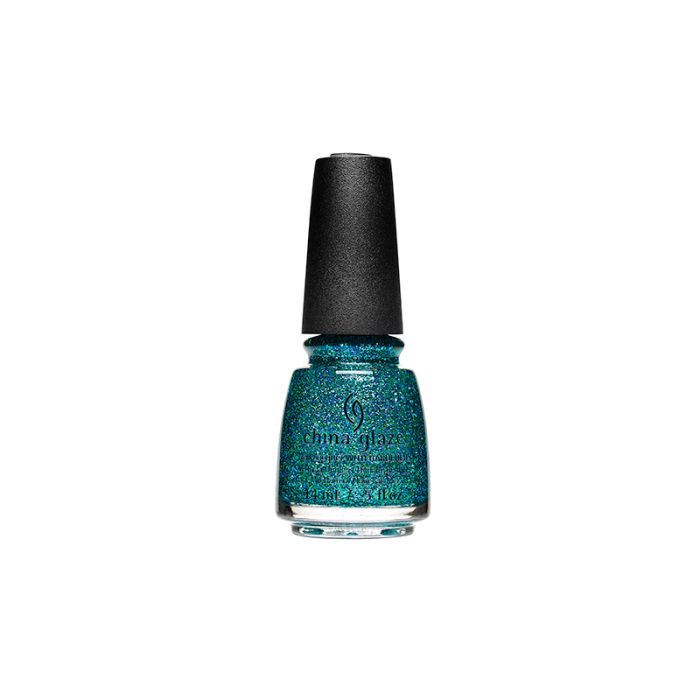 Glittered nail polish from China Glaze Nail Lacquer collection with 0.5-ounce bottle size