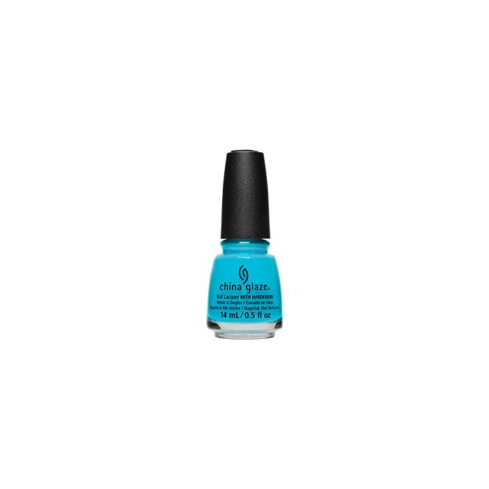 Expansive view of capped China Glaze nail lacquer in Cuba Diving variant