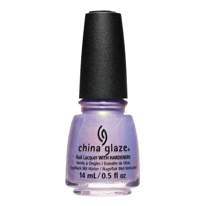 Front view of China Glaze Nail Lacquer, Lavender Haze with China Glaze black cap.
