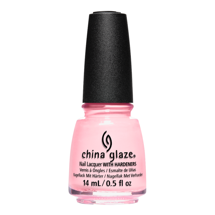Front view of China Glaze bottle with black cap in shade Sweet Cheeks.
