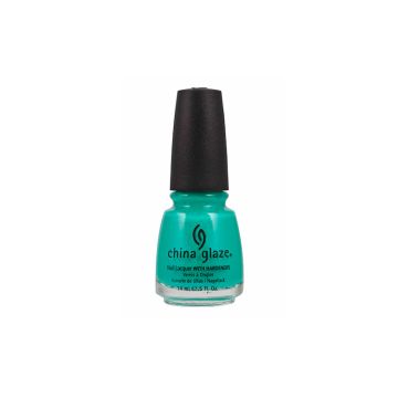 0.5-ounce nail enamel glass bottle in Turned Up Turquoise variant from China Glaze Nail Lacquer collection