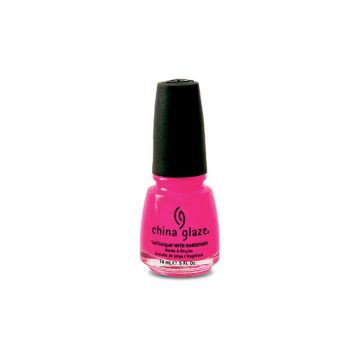 Front view of 0.5-ounce bottle of nail polish with hot pink shade from China Glaze with Rose Among Thorns color shade