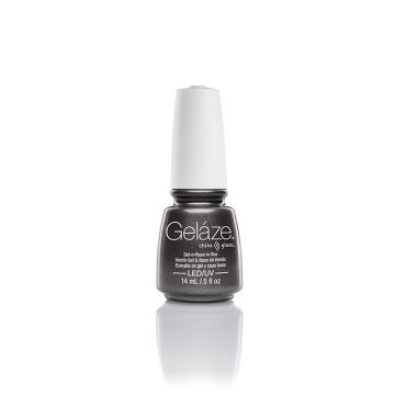 Front view of a 0.5-ounce bottle of China Glaze - Gelaze for nail care in a Black Diamond color variant