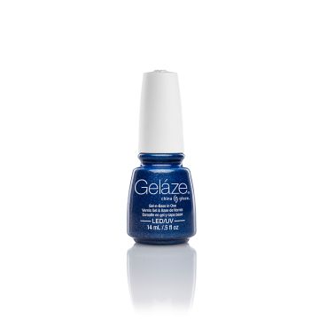 Front view of a nail  gel polish coat for nails with a blue shade of color from China Glaze-Gelaze collection