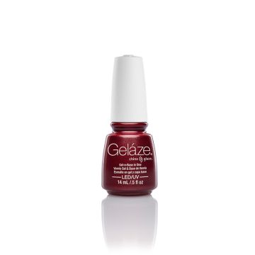 Gelaze nail color base coat bottle of China Glaze - Gelaze in a Long Kiss variant in a clear setting