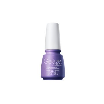 Frontage of China Glaze-Gelaze Nail polish coating with vivid color and text on bottle in a That's Shore Bright variant