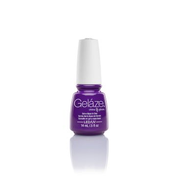 Nail polish bottle  from China Glaze - Gelaze in Plur-Ple color variant on white background with shadow