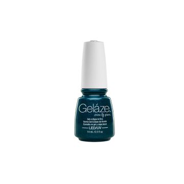 Frontage of a 0.5-ounce turquoise-tinted nail color bottle of China Glaze - Gelaze with I Soiree I Didn't Do it Variant
