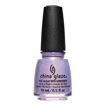 Front view of China Glaze Nail Lacquer, Lavender Haze with China Glaze black cap.

