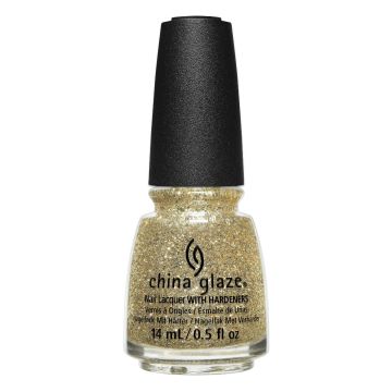 Front view of China Glaze bottle with black cap in shade  of Queen Of Bling variant