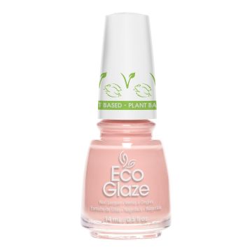 A capped 0.5-ounce bottle of China Glaze in Eco Glaze Nail Lacquer, Conscious Camelia color shade